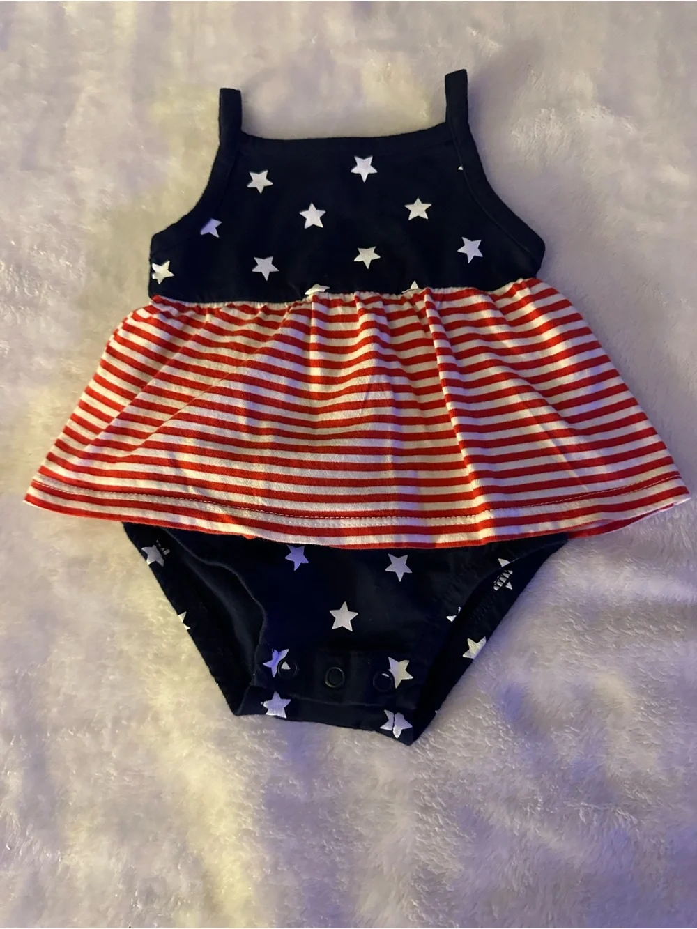 Carter's Navy One-Piece Swimdress with Red & White Striped Skirt